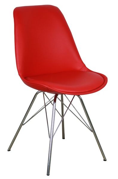 MF-8122 kárpitozott szék, króm, piros textilbőr