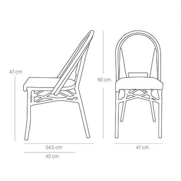 Toby I. kültéri szék klasszikus bambusz, fekete-fehér