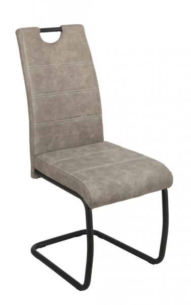 AS 102 fémvázas, szánkótalpas kárpitozott szék, fekete festett váz, antikolt szövet