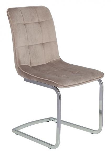 AS 108 fémvázas, szánkótalpas kárpitozott szék króm váz, latte bársony szövet