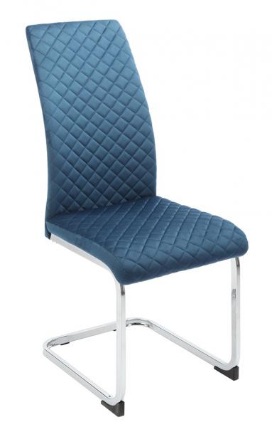 AS 118 fémvázas, szánkótalpas kárpitozott szék, króm láb, kék bársony szövet