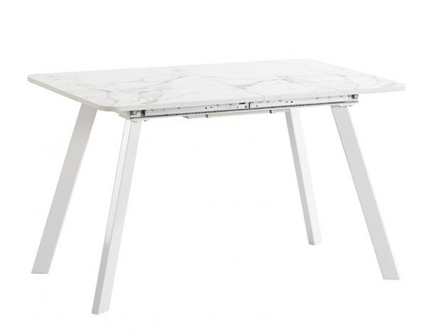 Petra nagyobbítható asztal márvány mintás lap, fehér láb, 80x120/160 cm