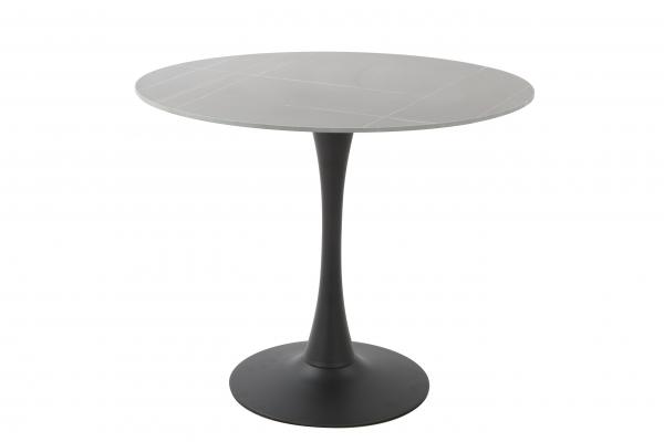 Susan asztal 90 kör, fekete festett láb, quartz asztallap