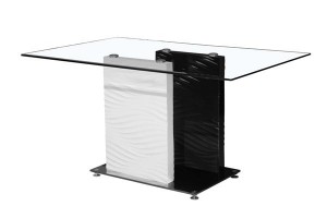MF-5031 asztal fekete-fehér, füst színű üveg 90x150 cm